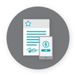 Icon of signed contract and mobile payment