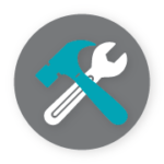 Icon of hammer and spanner representing building works
