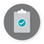 Icon of clipboard with a tick of approval representing building inspection